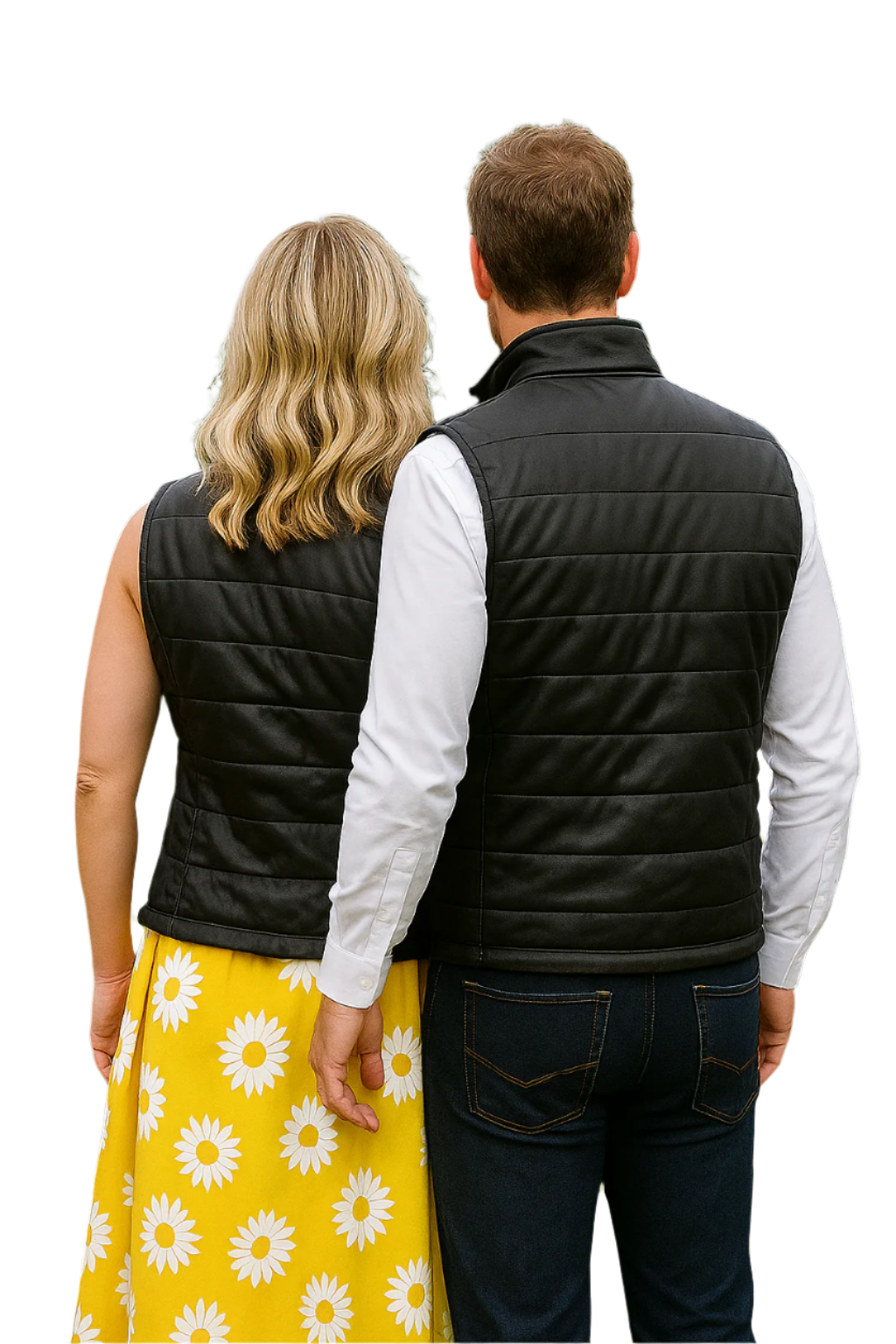 Classic Black Leather Gilet | Genuine Leather Quilted Puffer Vest with Stand Collar