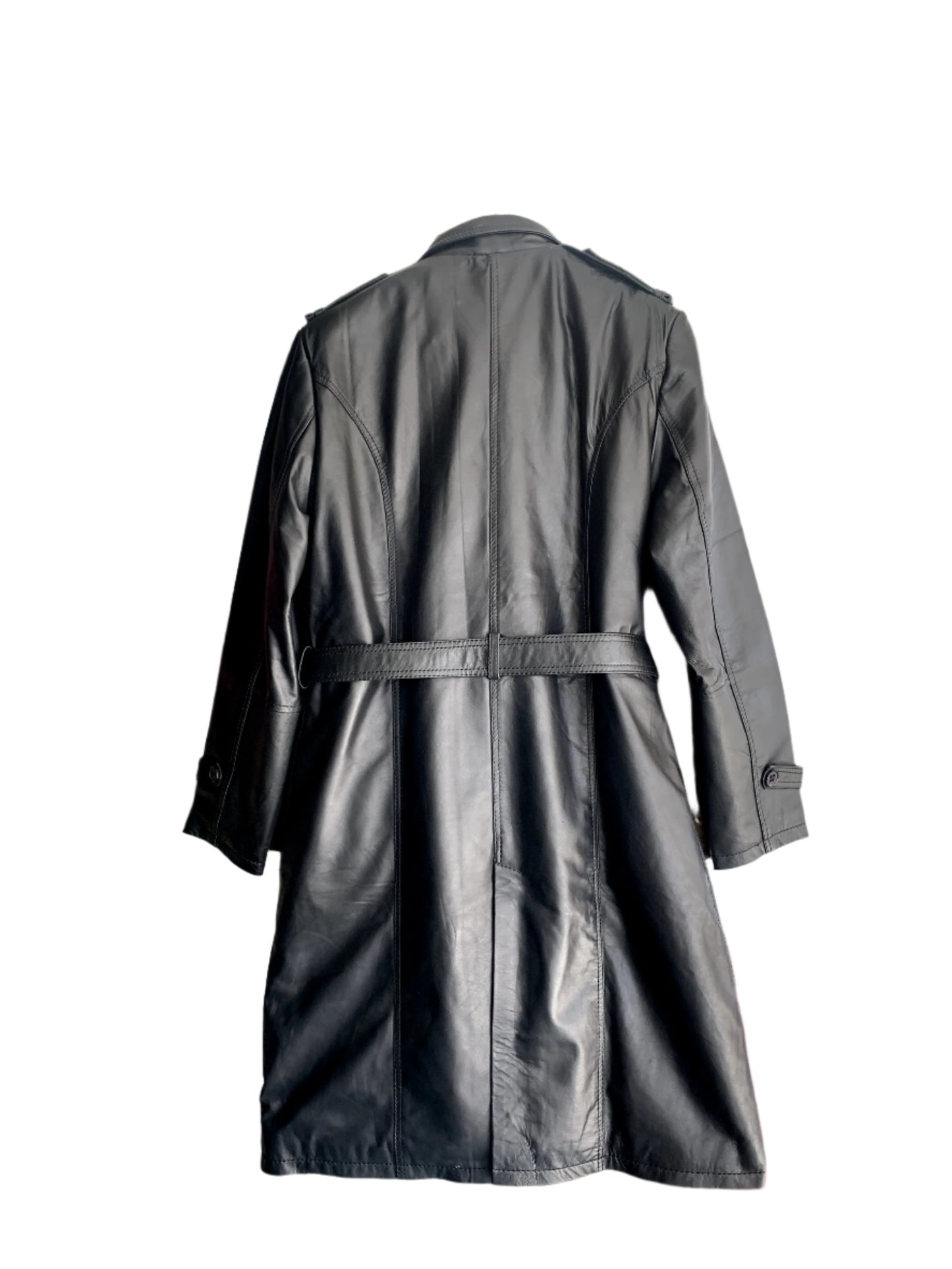 Timeless Black Leather Trench Coat | Effortless Urban Elegance