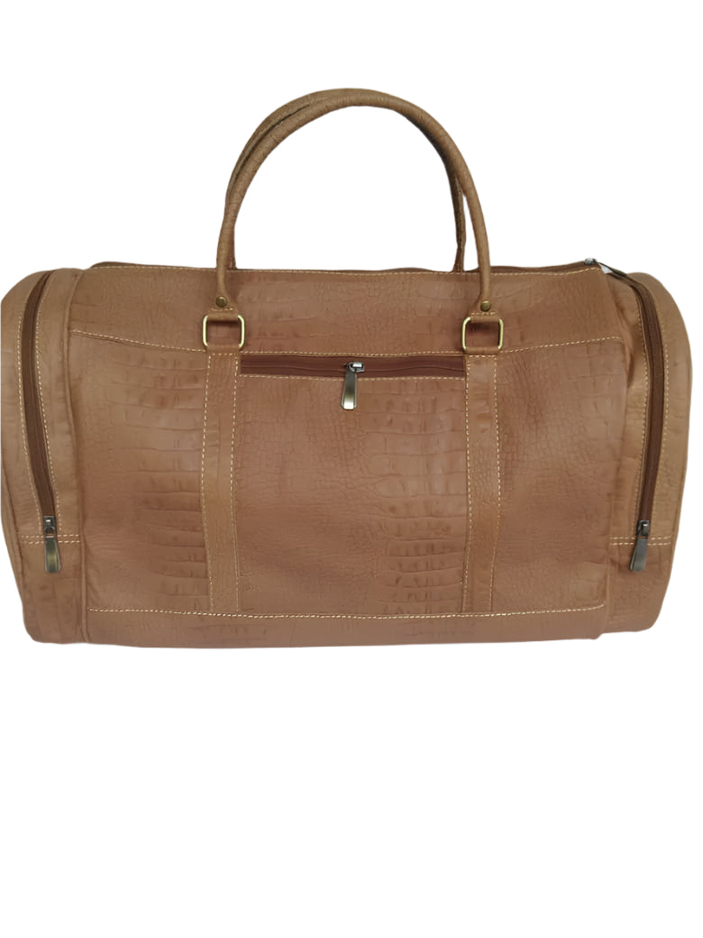 Black Suede-Style Duffel Bag with Contrast Stitching